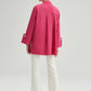 Camicia oversize in popeline fucsia con maxi polsini