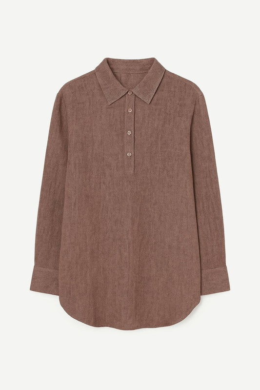 Tunica melange con colletto a camicia