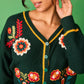 Cardigan ricamato floreale verde Senda