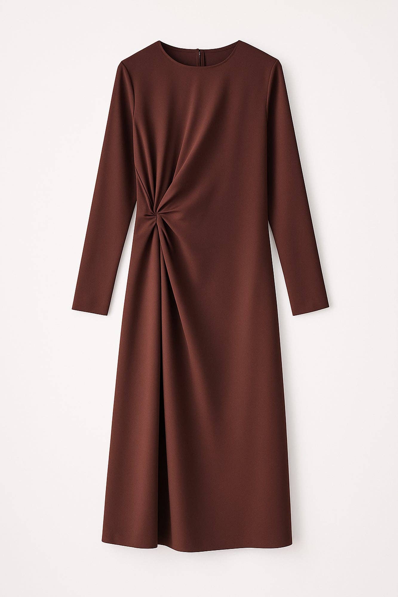 Abito midi in raso con nodo laterale