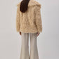 Cappotto corto in eco pelliccia beige