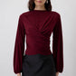 Body drappeggiato bordeaux a maniche lunghe stile portafoglio