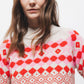 Maglione jacquard a girocollo con maniche raglan