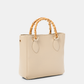 Borsa shopper in ecopelle con manici effetto bambù