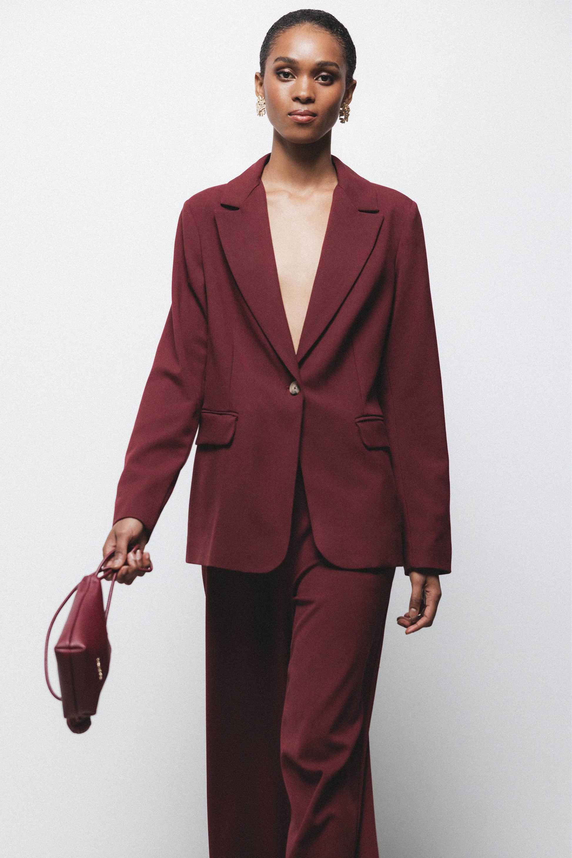 Blazer monopetto bordeaux da donna