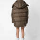 Bomber oversize con stampa testuale e cappuccio staccabile