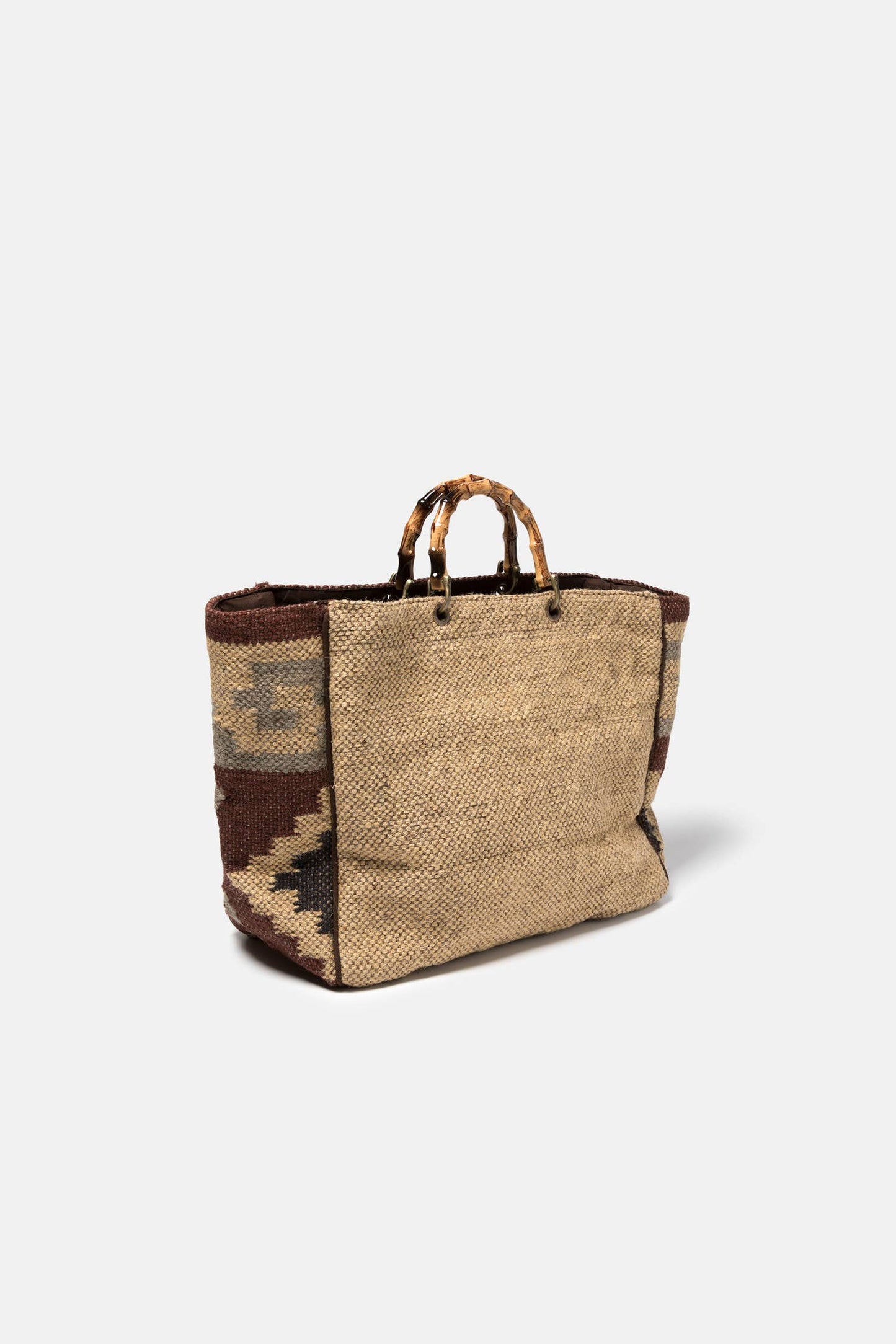 Borsa shopper rustica con manici effetto bambù