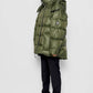 Piumino oversize Iconica verde militare con cappuccio rimovibile