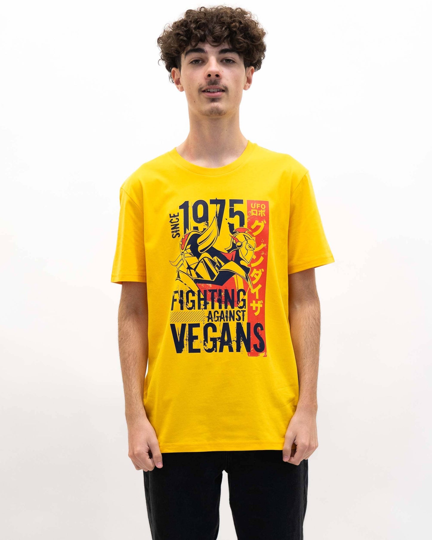 T-shirt Fighting Against Vegans con illustrazione Goldorak