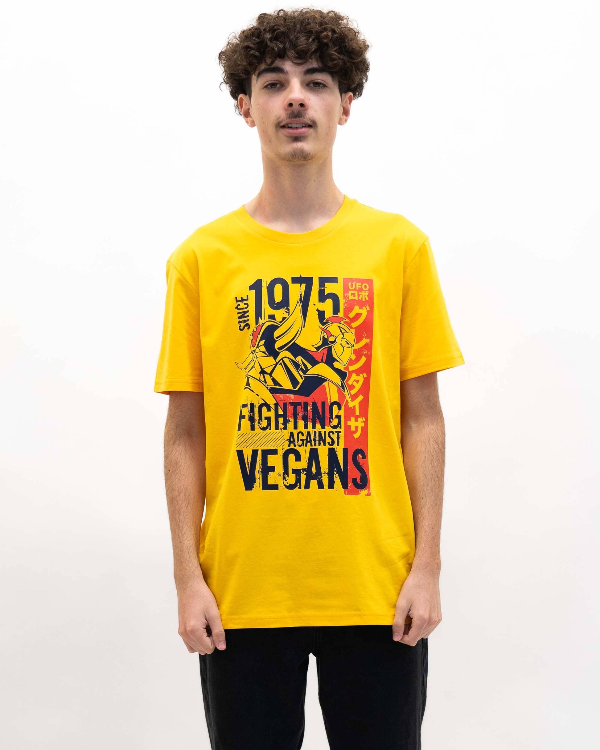 T-shirt Fighting Against Vegans con illustrazione Goldorak
