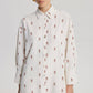Camicia stampata oversize in misto lino