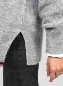 Maglione oversize Livya grigio mélange con scollo a V