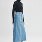 Gonna lunga in denim con cuciture a contrasto