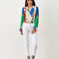 Body camicia multicolor con stampa catene
