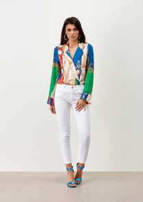 Body camicia multicolor con stampa catene