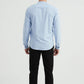 Camicia oxford blu con collo alla coreana