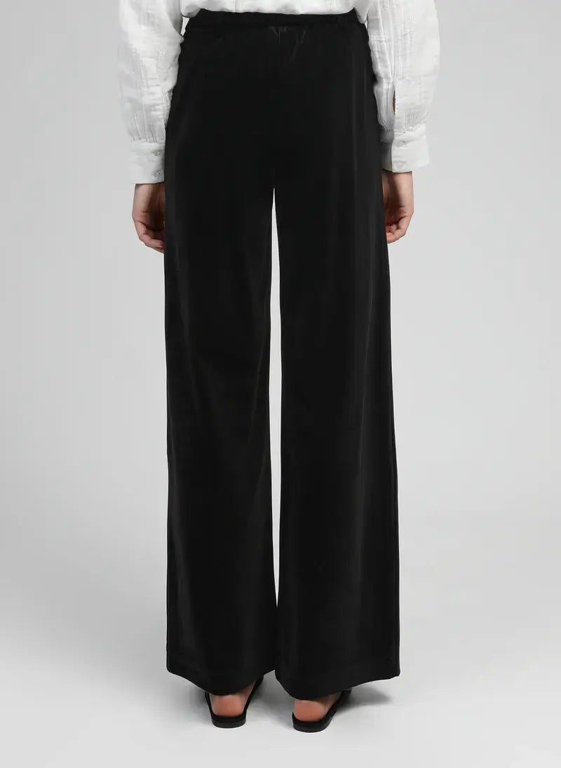Pantaloni flare in velluto neri a vita alta