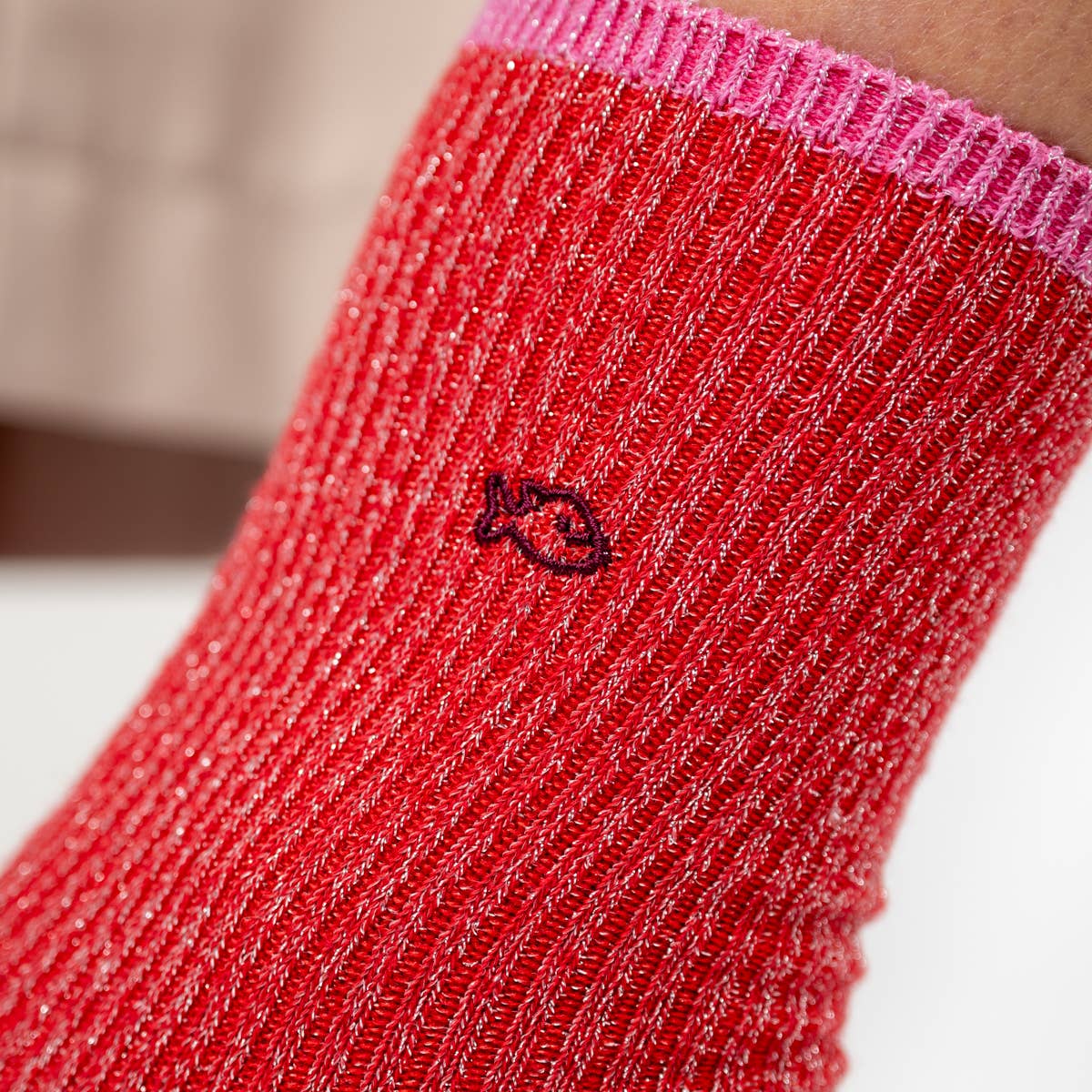 Calze vintage con glitter rosse