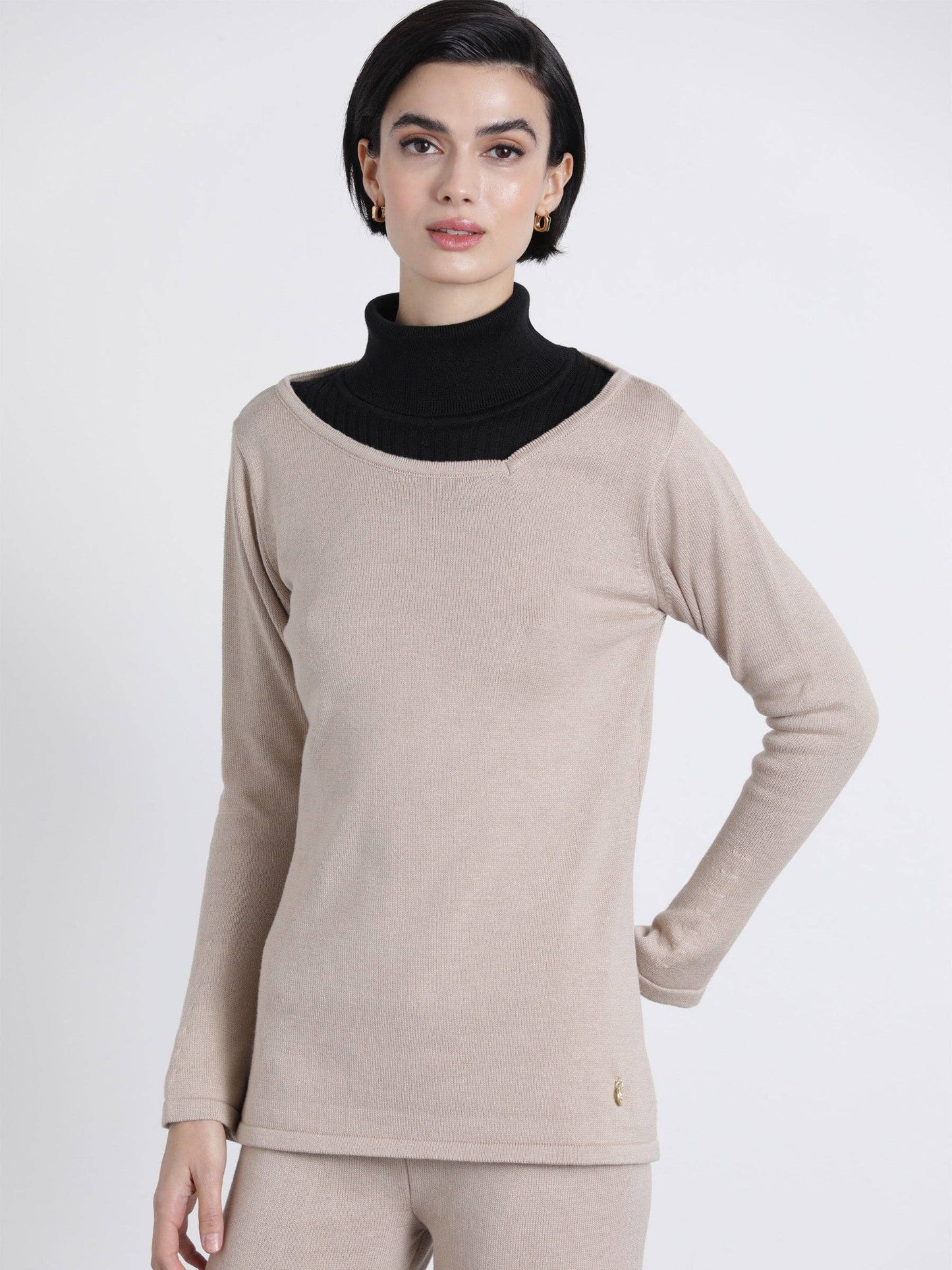 Maglia in Maglia con Scollo Laterale e Manica Lunga