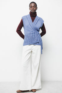 Gilet in Maglia Strutturata con Scollo a V