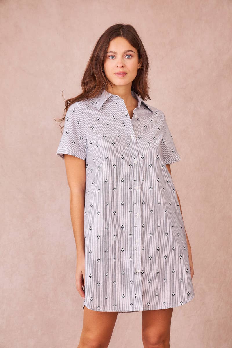 Erica abito camicia ricamato in cotone