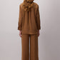Completo Cupra camicia e pantaloni con micro strass cammello
