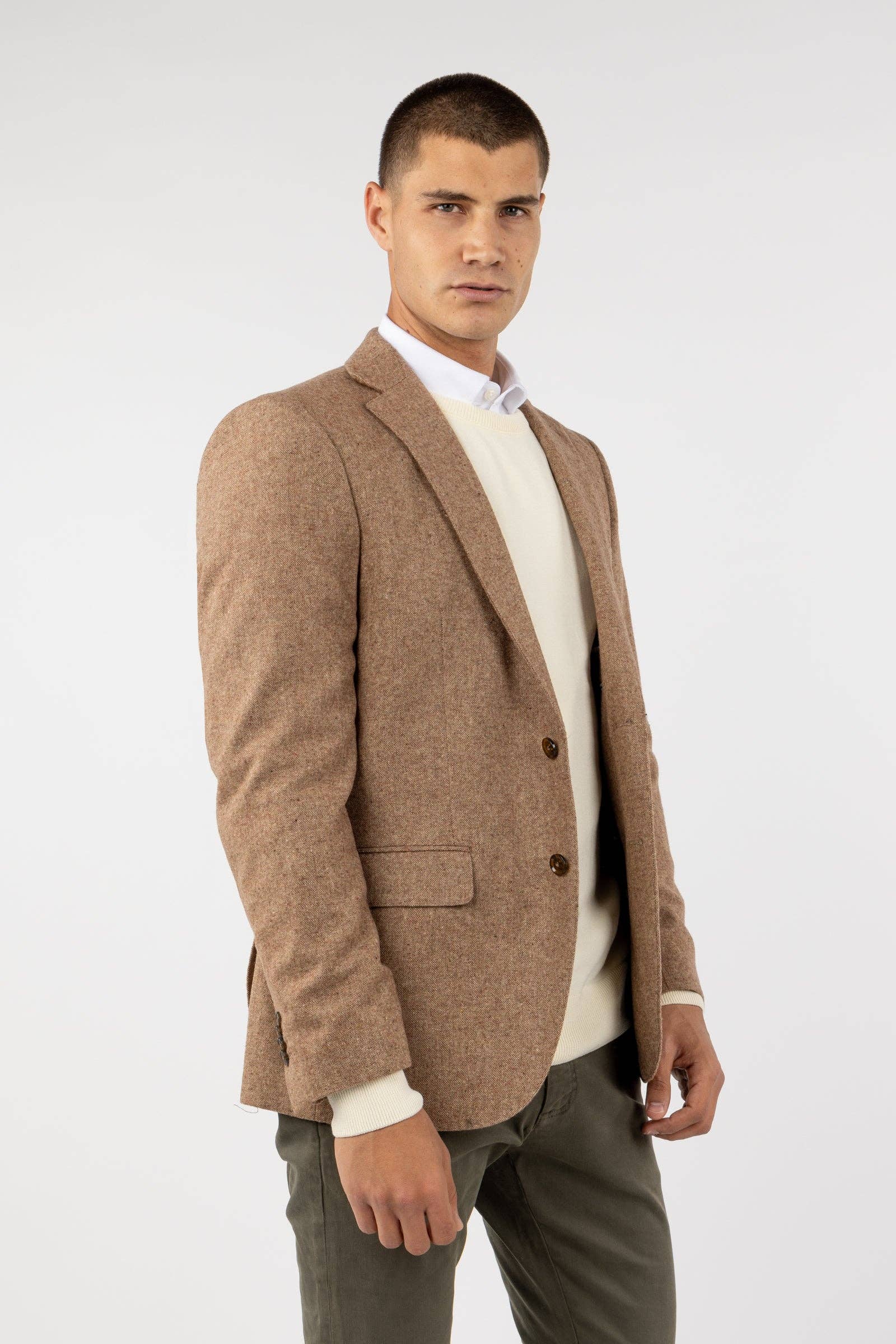 Giacca blazer in lana beige Lisa