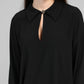 Abito corto nero in crêpe con colletto a camicia