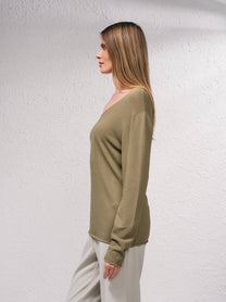 Maglione in maglia scollo a V senza cuciture