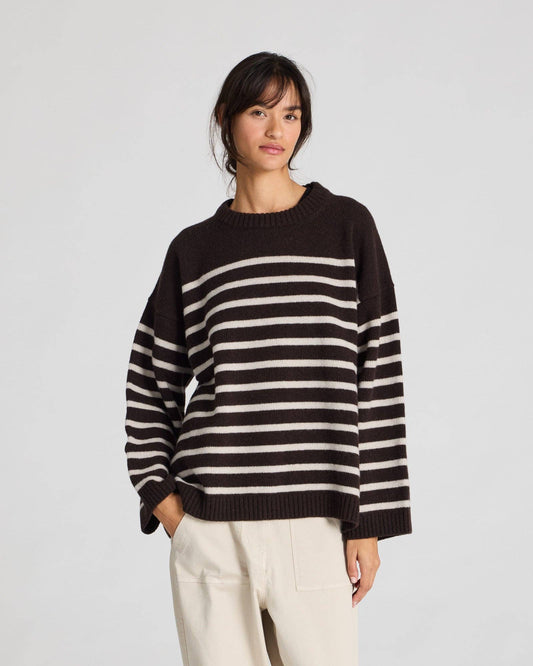 Maglione oversize a righe in lana d’agnello Barbera