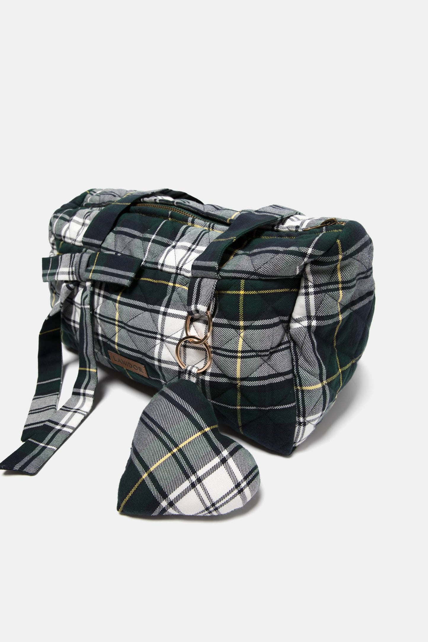 Borsa trapuntata tartan con zip