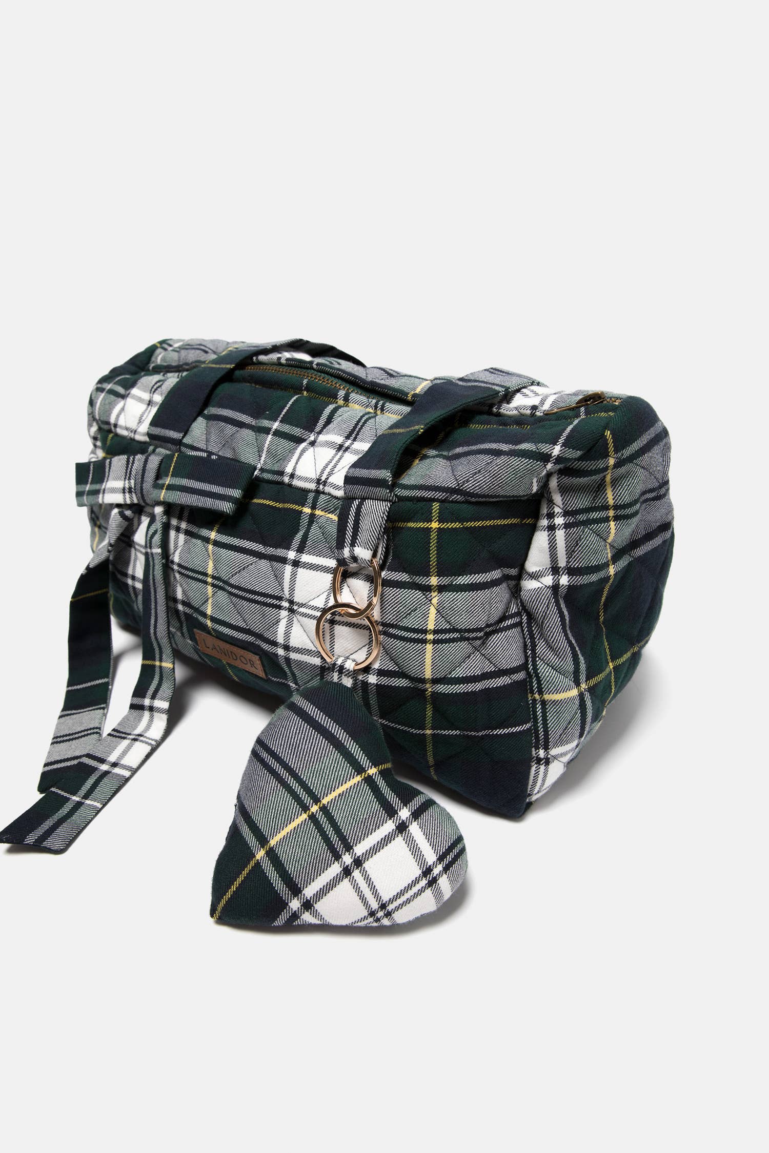 Borsa trapuntata tartan con zip