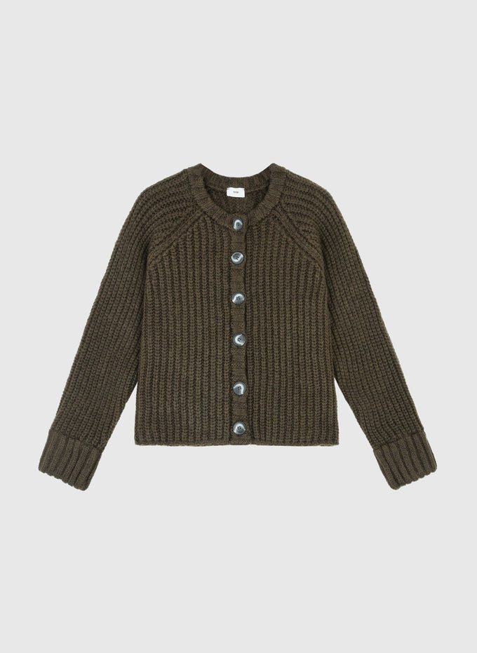 Cardigan in maglia color kaki