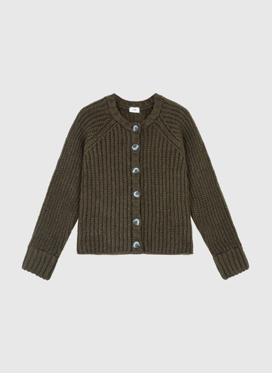 Cardigan in maglia color kaki