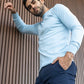 Maglione girocollo in cotone Pima Blue Sky