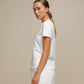 T-shirt Donna in Cotone Elasticizzato con Motivo a Rombi e Perle