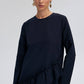 Tunica blu navy con balze asimmetriche