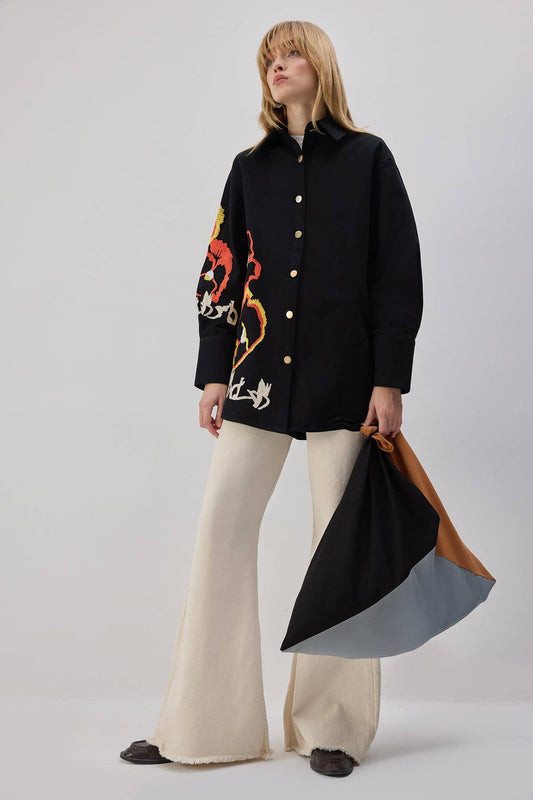 Borsa shopper color block in poliestere