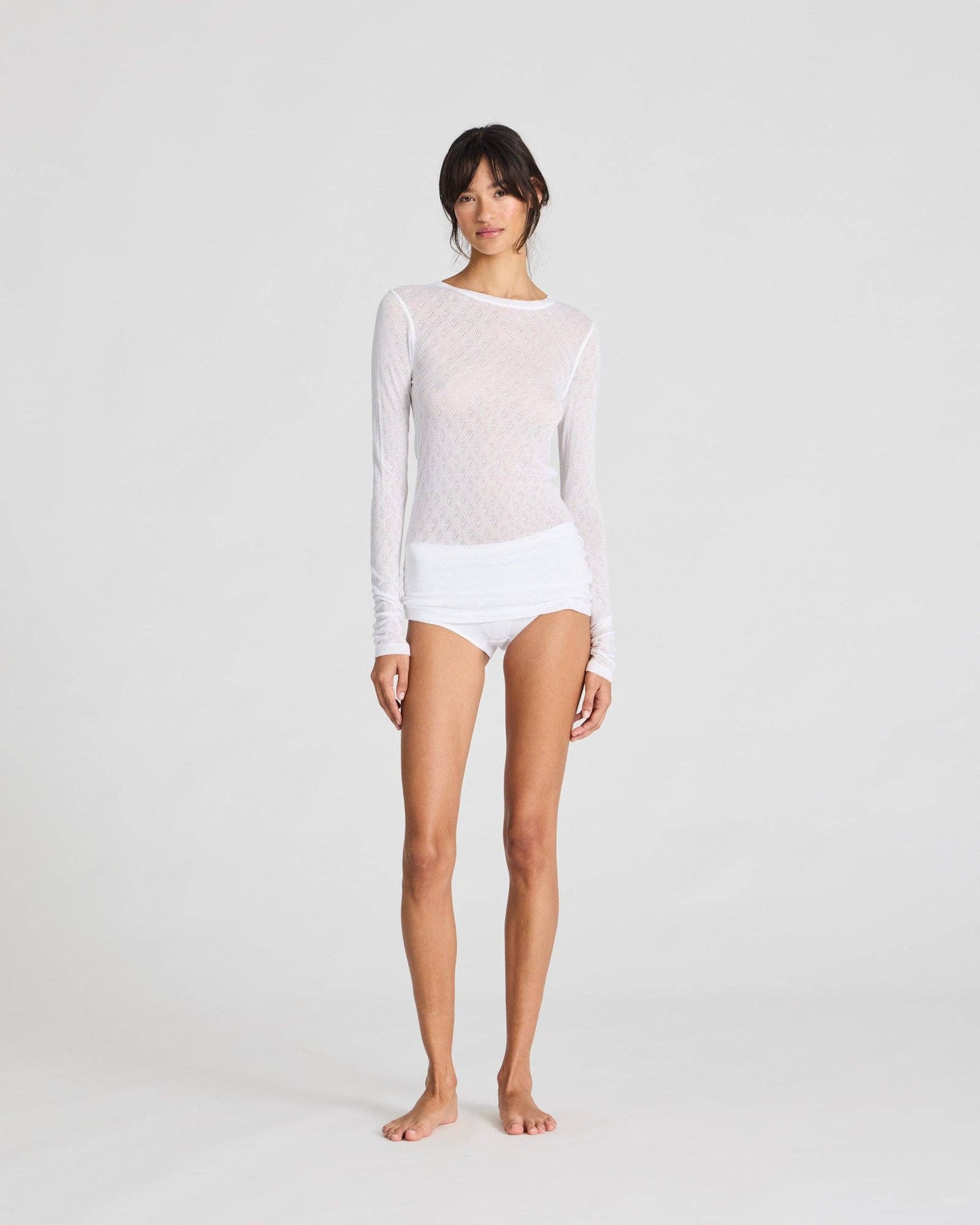 Maglia Fermi in misto seta bianca