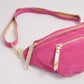 Marsupio in suede con dettagli in pelle dorata