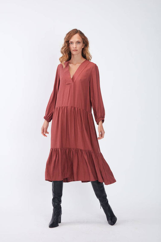 Abito midi minimal in viscosa