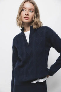 Maglione a maglia strutturata con collo zip