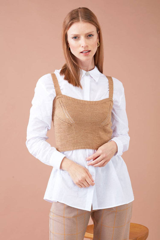 Top in maglia cropped con spalline