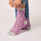 Calzini glitter zebra in cotone pettinato bianco e viola