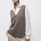 Gilet in maglia rasata con scollo a V