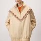 Giacca impermeabile ricamata beige