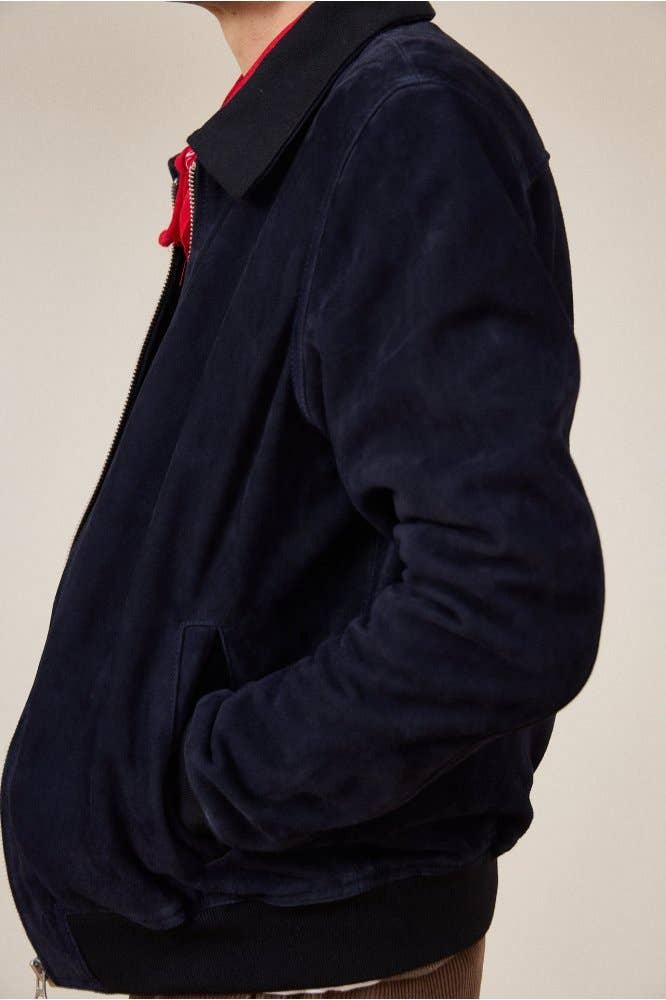 Giacca in pelle Zuko blu navy