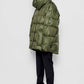 Piumino oversize Iconica verde militare con cappuccio rimovibile