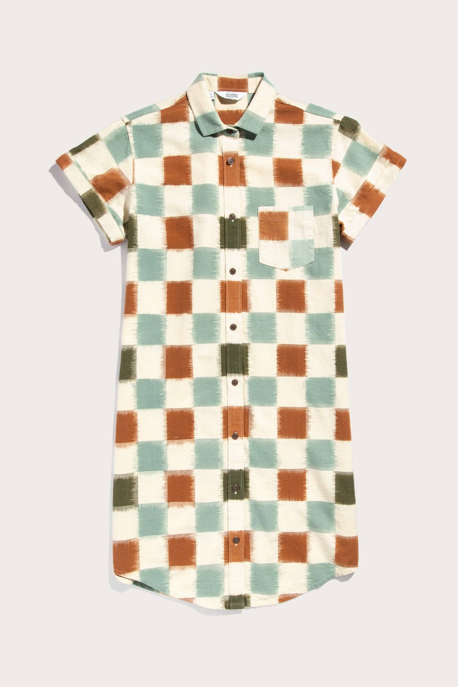 Abito camicia Loren a quadri ikat in cotone