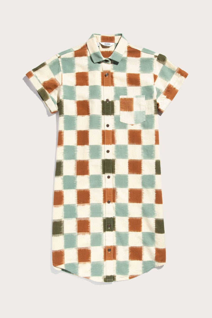 Abito camicia Loren a quadri ikat in cotone